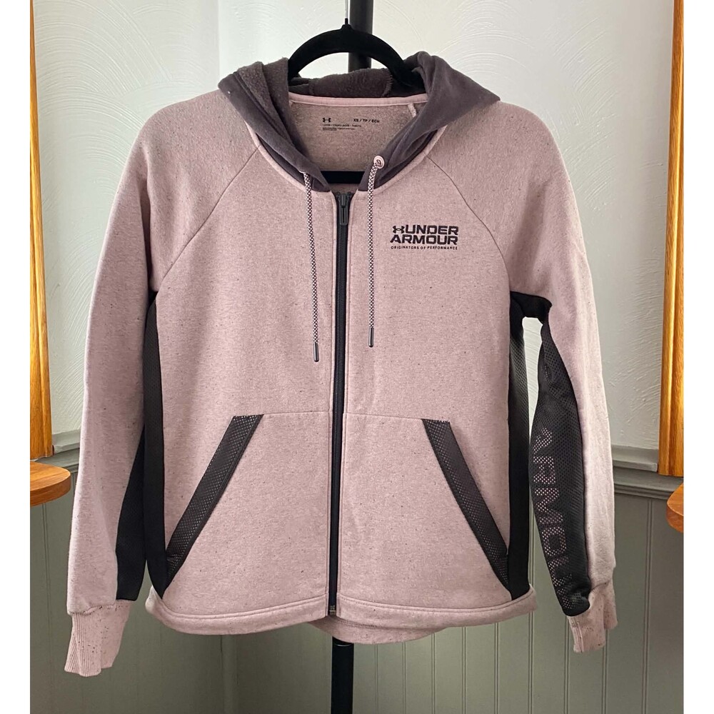 Under Armour Women's XS Pink Heather & Black Full Zip Hoodie